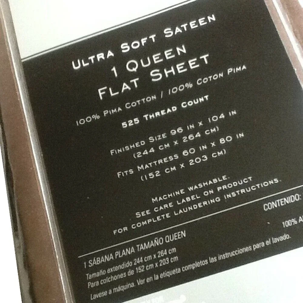 Oversized CHOCOLATE Wamsutta Ultra Soft 525 TC Cotton Sateen QUEEN Flat Sheet